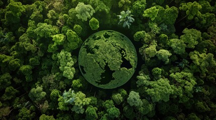 Forest Top View with ESG Icon: Corporate Sustainability Strategy