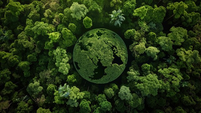 Forest Top View with ESG Icon: Corporate Sustainability Strategy