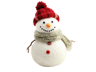 Cute Snowman with Hat and Scarf
