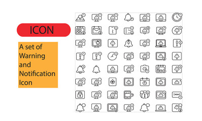  A set of warning and notification line art icon.