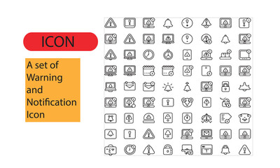  A set of warning and notification line art icon.