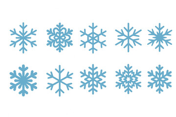 Flat Coloring Unique Snowflake Icons Set, Winter and Holiday Designs