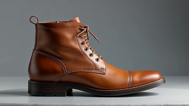 Elegant Brown Leather Lace-Up Ankle Boots, Perfect for Fashion and Style