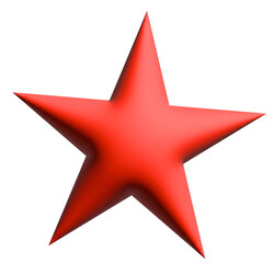 Bright red five pointed star isolated on black background
