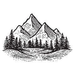 Obraz premium Vintage Mountain Landscape Illustration