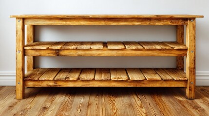 Wooden shelving unit, light brown, simple design