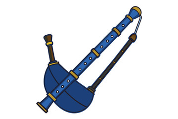 Bagpipes silhouette on a clean white background for music themes