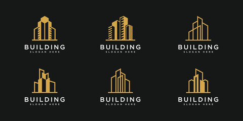 set of building logo design template