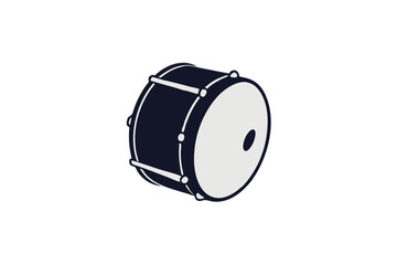 Simple bass drum silhouette on white background