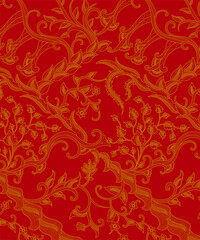 red gold plant motif design