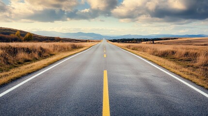 Fototapeta premium Empty highway stretching into a hazy horizon.