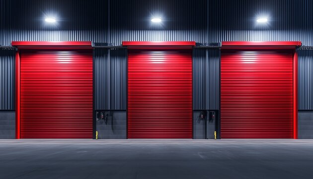 Roller metal door warehouse building interior safety entrance gate