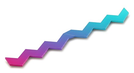 Ascending Zigzag Line Diagram with Colorful Gradient - Business Growth and Development