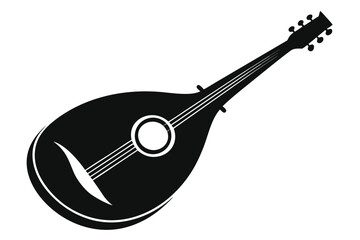 Bouzouki silhouette on a white background for music themes