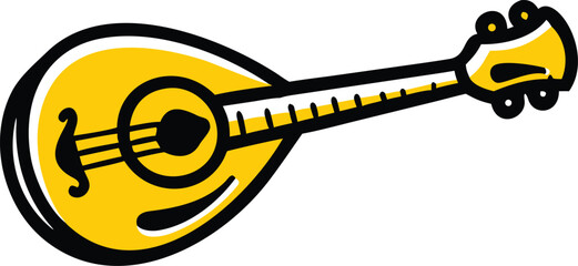 Silhouette of a bouzouki on a white background