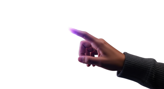 Hand touching or pointing, isolated on white background