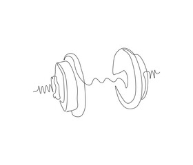 One continuous line drawing of dumbbell. single line of dumbbells illustration. Editable outline