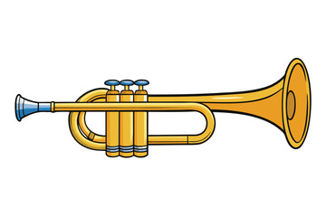 Obraz premium Silhouette of a bugle on a white background for musical designs