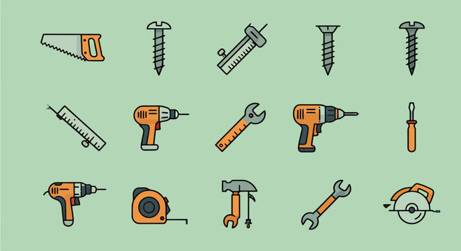 Isolated vector illustration showcases a detailed adjustable wrench beside a section of piping, ideal for construction, repair, or plumbing design projects.
