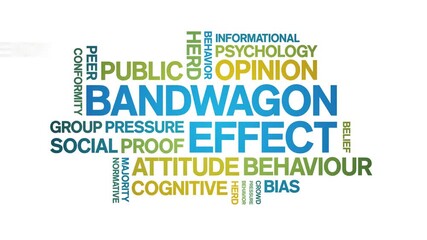 Bandwagon Effect animated word cloud-text design animation tag kinetic typography seamless loop.