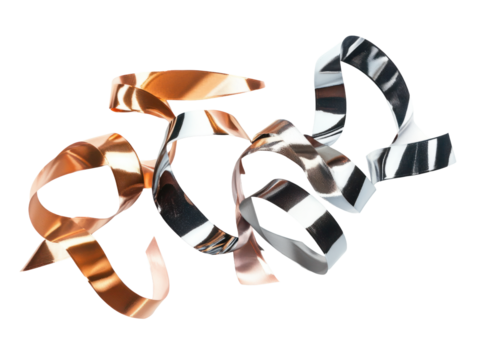 Metallic Ribbons on Transparent Background