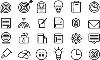 Business and planning icons collection strategy success