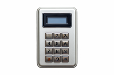 Modern keypad security system with digital display, offering access control