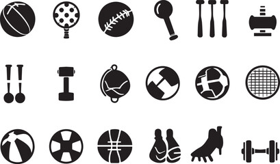 Sports equipment collection including balls bats weights and more vector