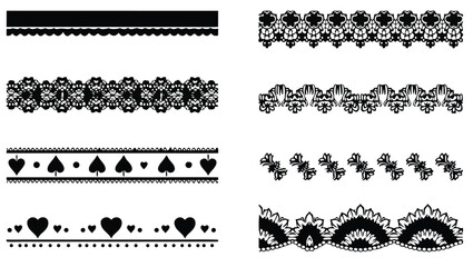 Fototapeta premium Decorative borders with floral and heart motifs hearts spades