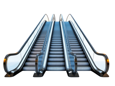Modern Escalator on Transparent Background