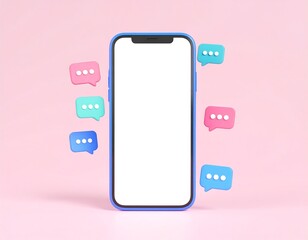 Modern smartphone with floating chat bubbles