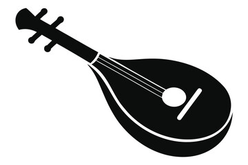 Elegant lute silhouette on a clean white background