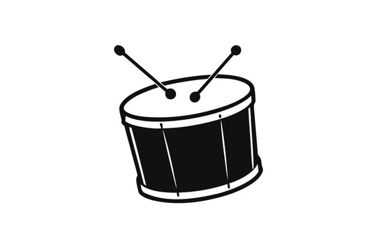Marching drum silhouette on white background