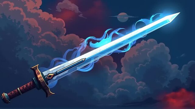 Mystical Sword with Ethereal Glow Fantasy Weapon Animation Background
