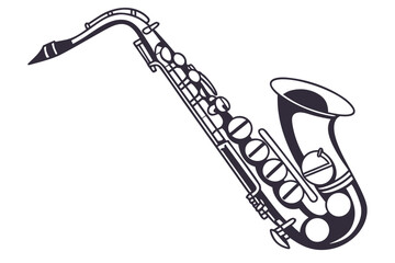 Elegant saxophone silhouette on clean white background