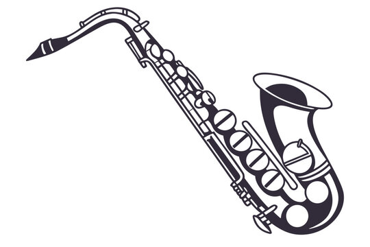 Elegant saxophone silhouette on clean white background