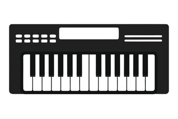 Fototapeta premium Retro synthesizer silhouette on white background