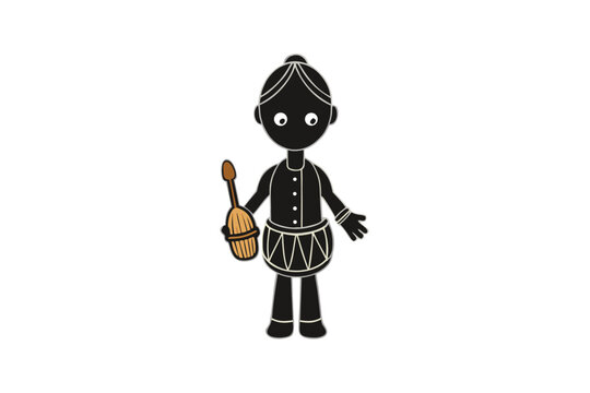 Silhouette of a thavil drum on a white background musical graphic