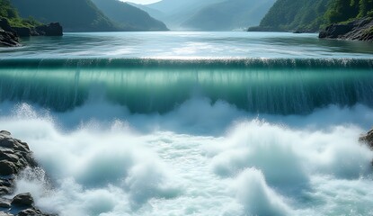 Water Energy Production: Detailed View of Operating Hydro Dam
