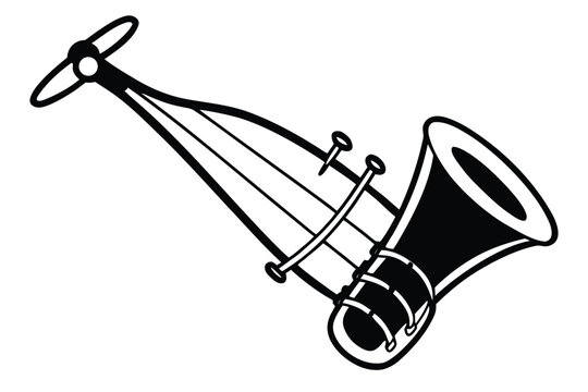 Silhouette of a tumbi on a white background musical design