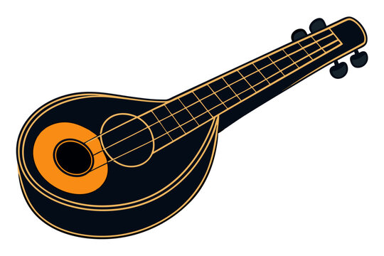 Elegant veena silhouette on a clean white background