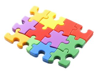 Colorful Puzzle Pieces on Transparent Background