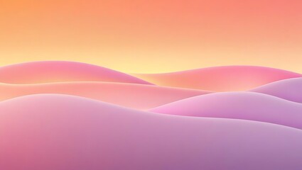 Vibrant abstract landscape featuring soft, rolling pastel hills under a warm gradient sky. A serene and minimalist 3D background.