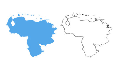 Obraz premium Venezuela Country Map. Blue silhouette and outline isolated on white background 