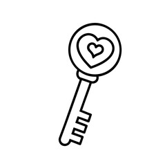 Art of a simple outline drawing of a key with hearts