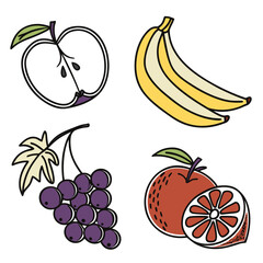 Apple banana grapes orange slice illustration fruit