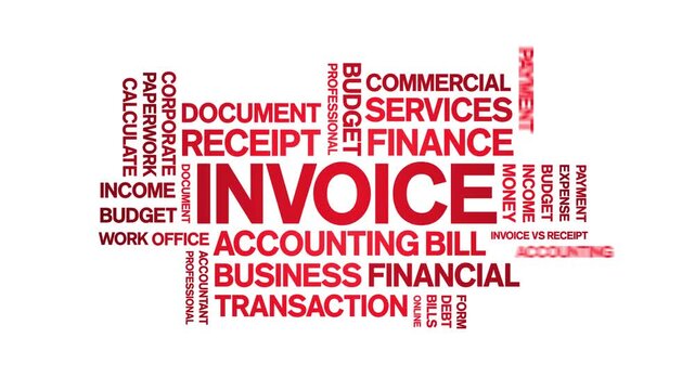 invoice animated word cloud-text design animation tag kinetic typography seamless loop.