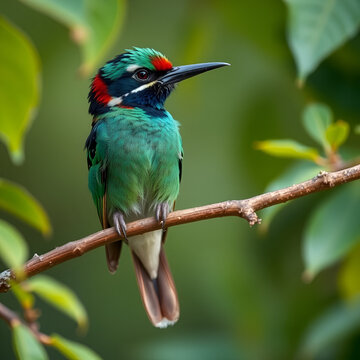 the coppersmith barbet on the branch