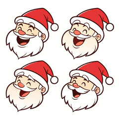 Cheerful Santa Claus faces Christmas holiday