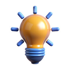 3D Glowing Lightbulb Icon – Innovation and Business Idea